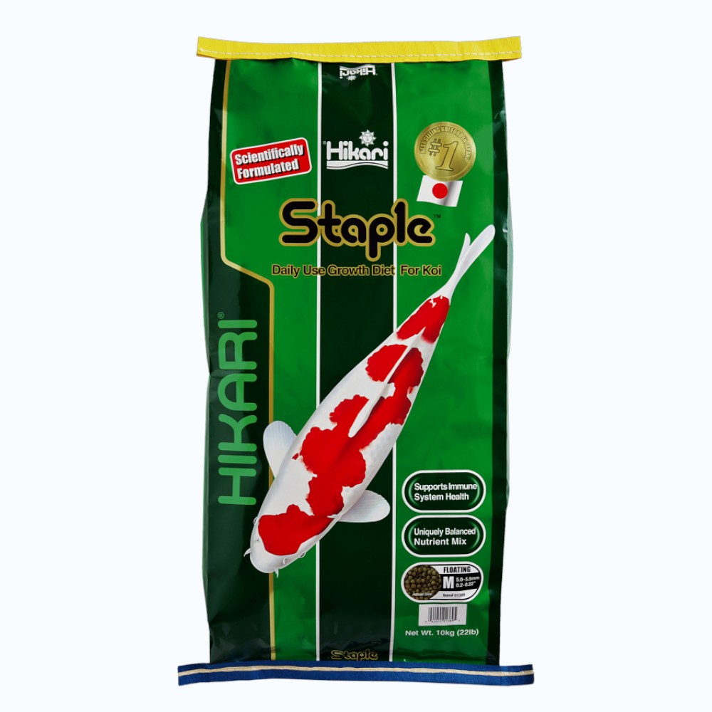 HIKARI STAPLE MEDIUM 10 KG - Sac de granulés flottants medium pour alimentation quotidienne koi et poissons de bassin