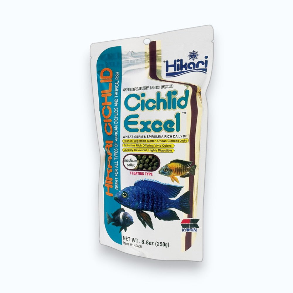 Hikari Cichlid Excel Medium 250g – granulés végétaux pour cichlidés herbivores, spiruline et caroténoïdes