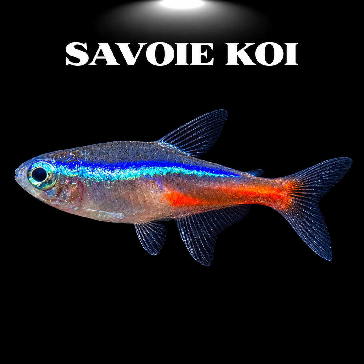 Paracheirodon innesi (Néon bleu) avec bande bleue iridescente et rouge vif, poisson d'aquarium
