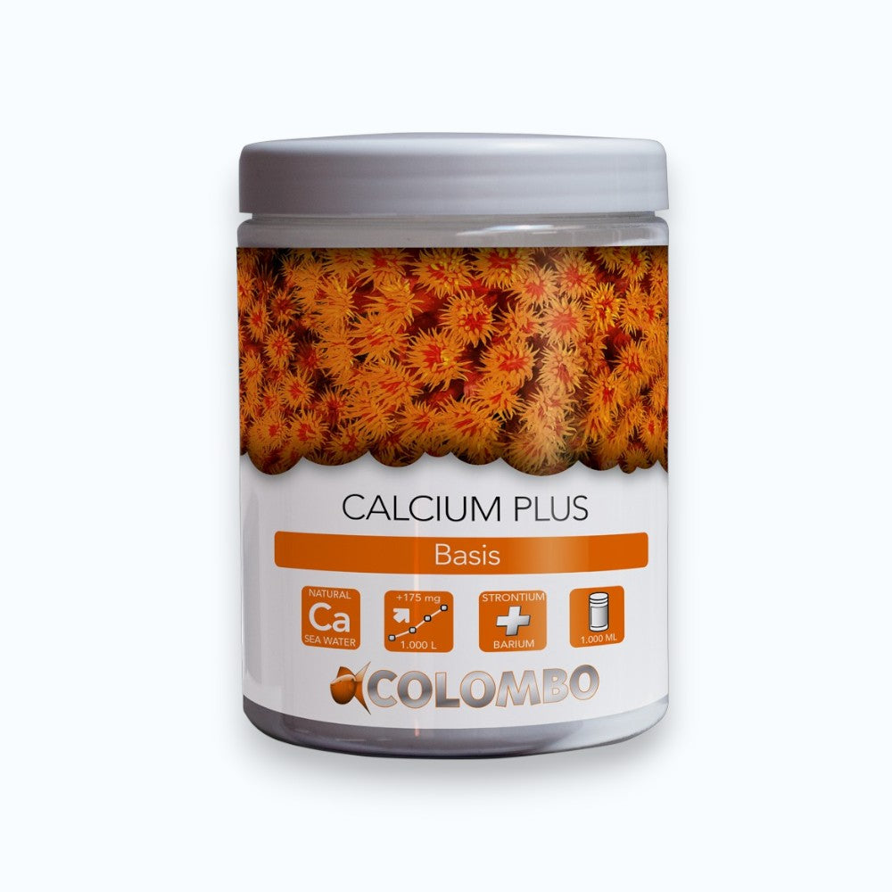 Pot Colombo Calcium Plus 1000 ml – Supplément calcium naturel pour aquarium récifal, +175 mg/1000 L, strontium et baryum inclus, idéal coraux SPS et LPS