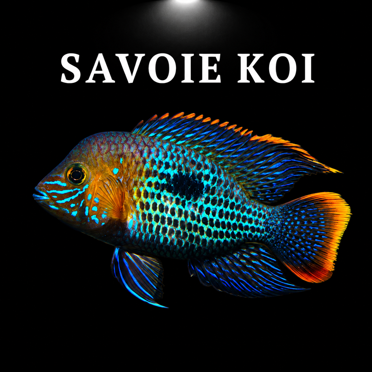 Aequidens rivulatus – Cichlide Turquoise, 9-10 cm, robe vert-turquoise irisée à écailles nacrées, front bossu caractéristique du mâle adulte, côtes équatoriennes