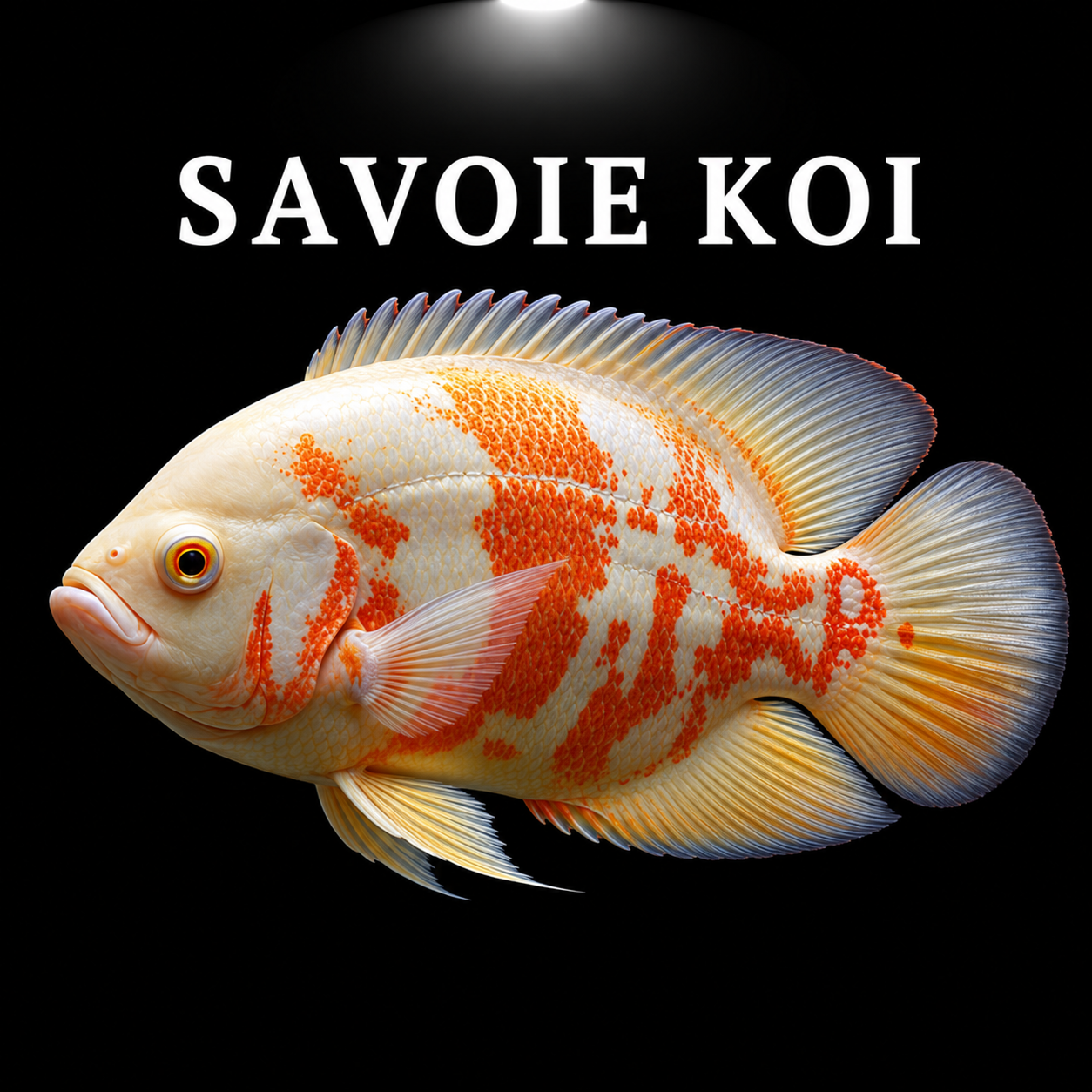 Astronotus ocellatus albino tiger 5-7cm robe blanche motifs orange vif