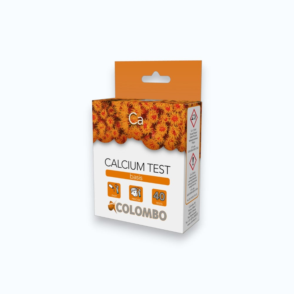 Boîte Colombo Marine Calcium Test – Kit colorimétrique 40 tests pour mesurer le calcium en aquarium récifal, méthode Basis, idéal coraux SPS LPS