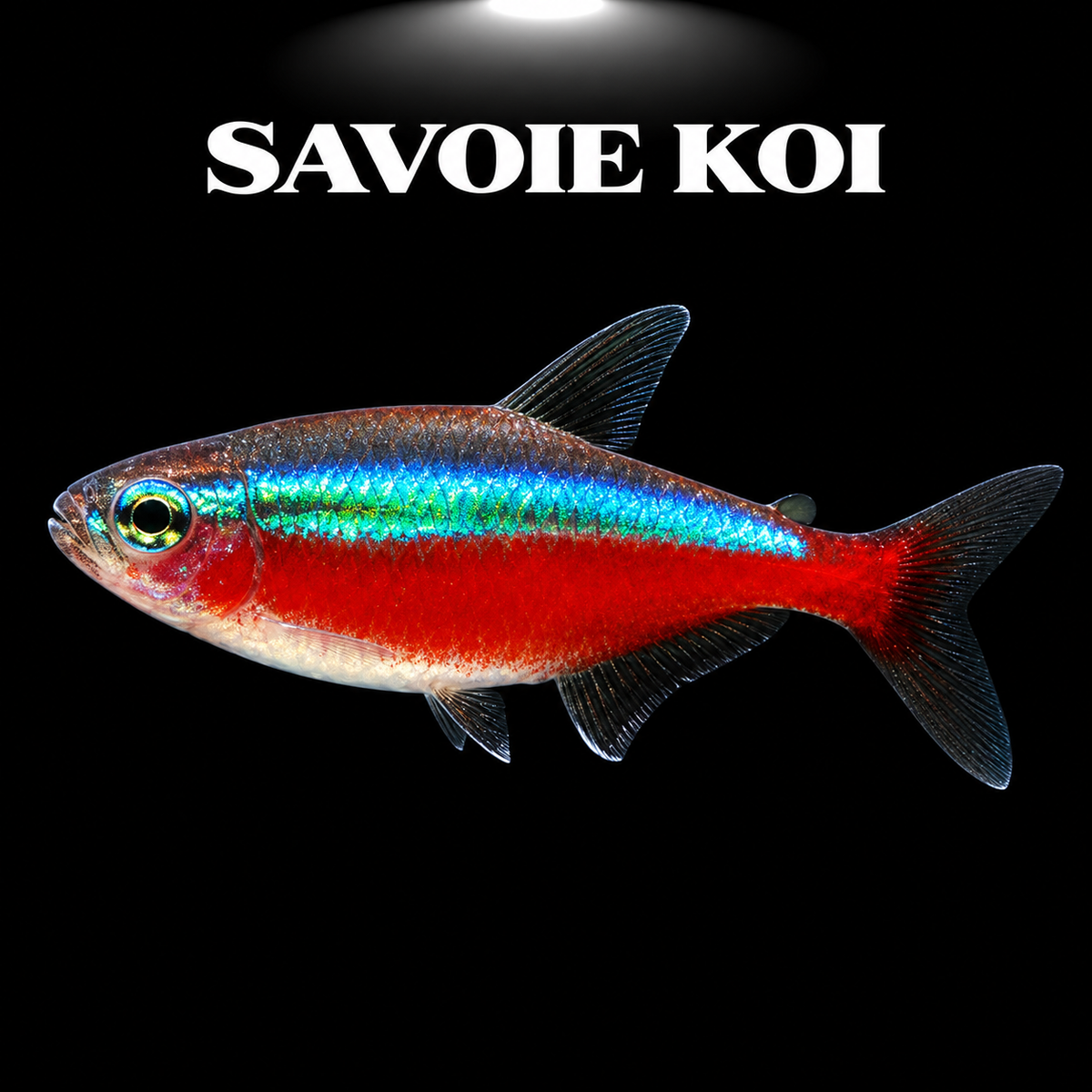 Cardinalis (Paracheirodon axelrodi) dans aquarium planté, montrant la bande rouge éclatante et la ligne bleue iridescente caractéristiques