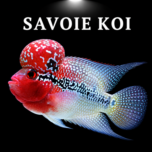 Flowerhorn Red Magma 10 cm – Cichlidé hybride Tête de Fleur avec bosse frontale prononcée et robe rouge irisée