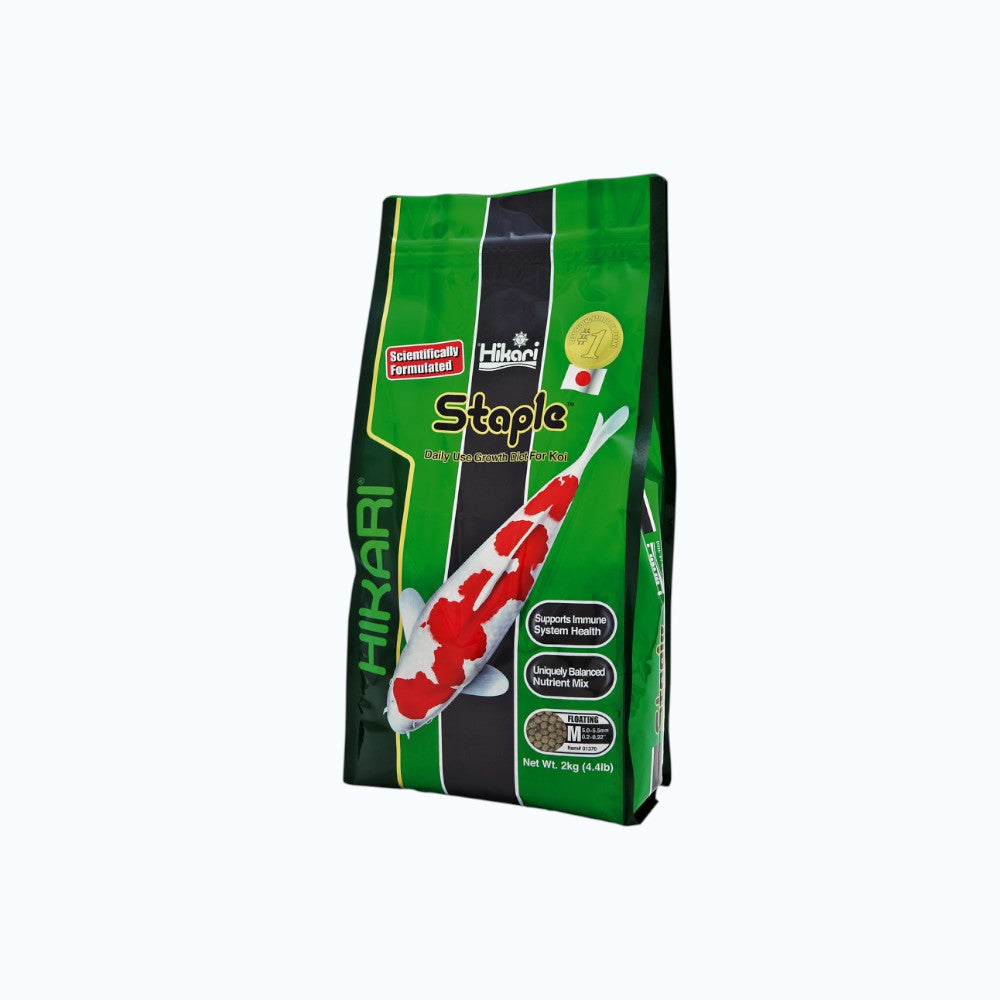 HIKARI STAPLE MEDIUM 2 KG - Sac de granulés flottants medium pour alimentation quotidienne koi et poissons de bassin
