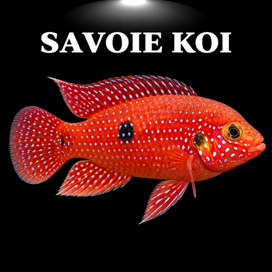 Hemichromis lifalili rouge vif avec points bleu-vert iridescents 5-6cm