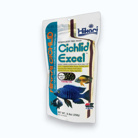 Hikari Cichlid Excel Medium 250g – granulés végétaux pour cichlidés herbivores, spiruline et caroténoïdes
