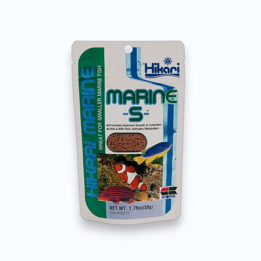 Hikari Marine S 50g, granulés taille S pour petits poissons marins, poissons-clowns, gobies et demoiselles en aquarium récifal