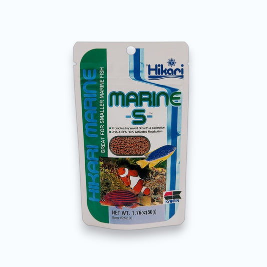 Hikari Marine S 50g, granulés taille S pour petits poissons marins, poissons-clowns, gobies et demoiselles en aquarium récifal