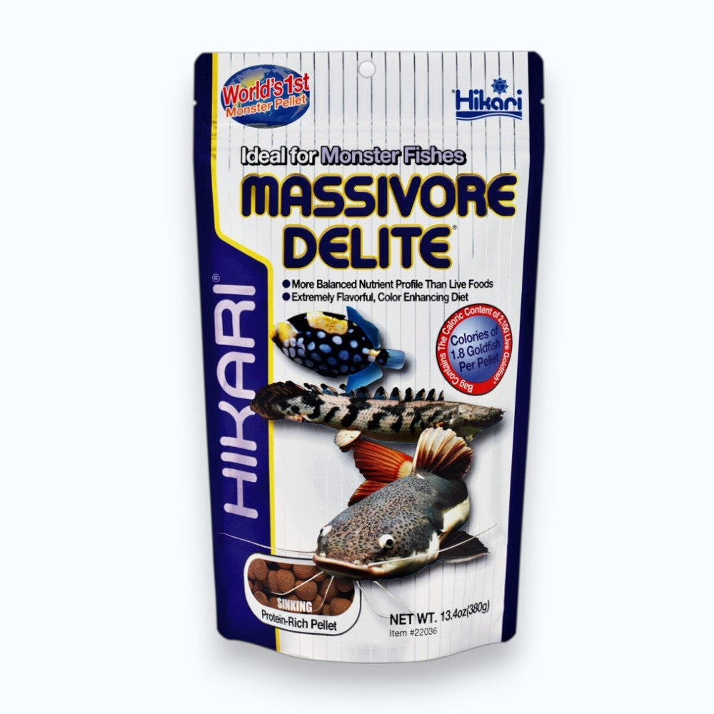 Hikari Massivore Delite 380g – aliment granulés pour grands poissons carnivores d'aquarium