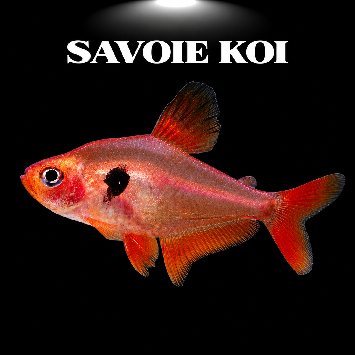 Hyphessobrycon sweglesi (Tétra fantôme rouge) - Poisson tropical d'aquarium rouge rosé translucide avec tache noire caractéristique et nageoires développées
