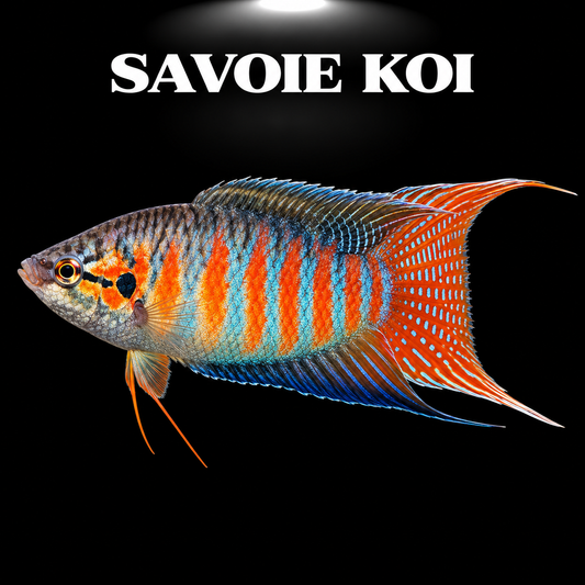 Macropodus opercularis — Poisson Paradis 4-5 cm, rayures bleu-vert et rouge-orangé, nageoires en voile