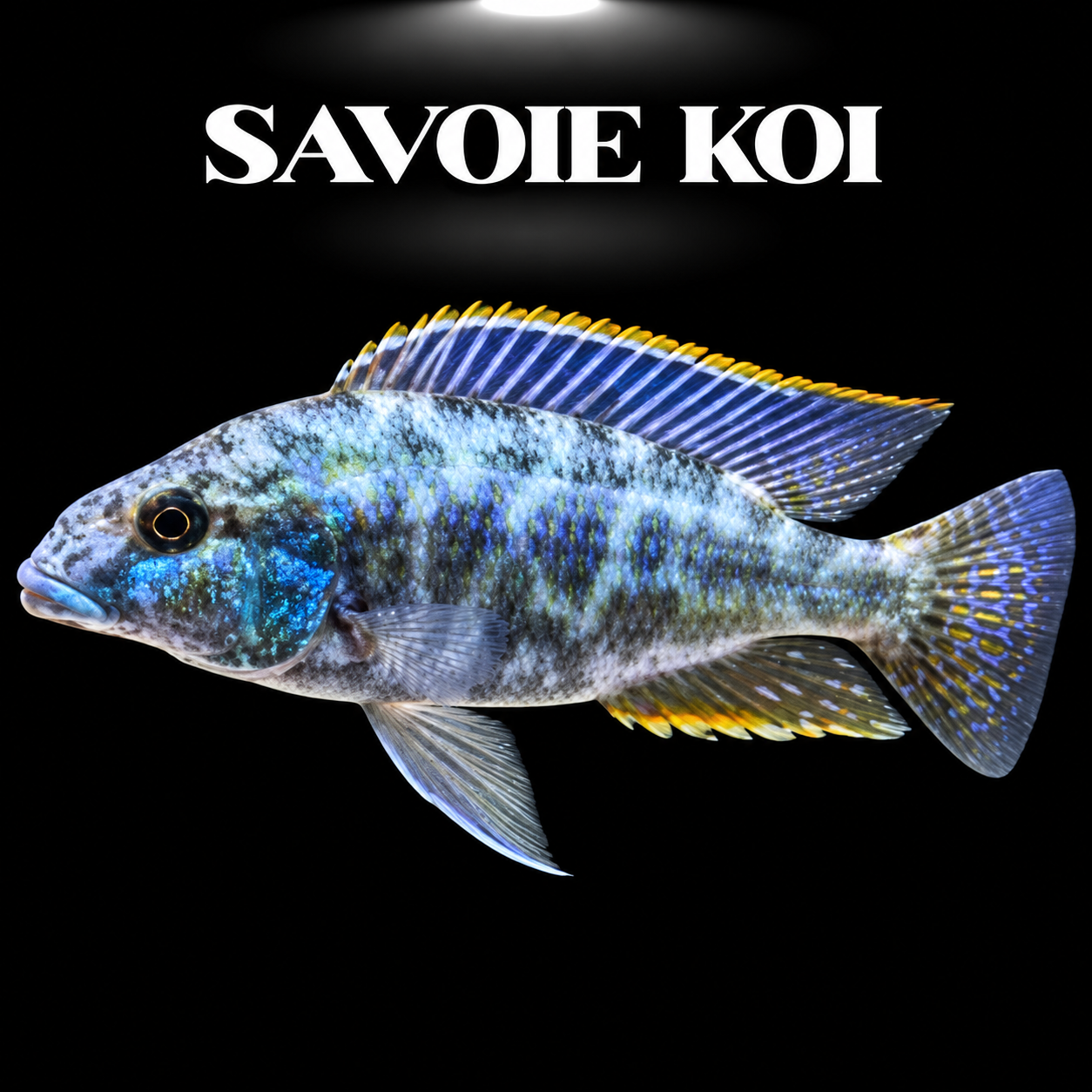 Nimbochromis linni 9-10 cm — grand cichlide prédateur marbré du Lac Malawi, chasseur à simulation d'agonie, spécimen sélectionné | Savoie Koi