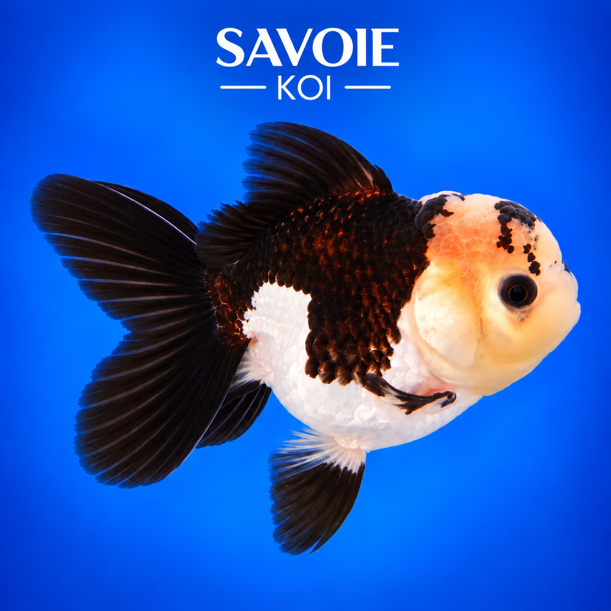 Oranda Panda noir et blanc de 8 à 10 cm, spécimen 48 sélectionné par Savoie Koi