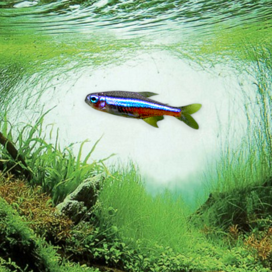Paracheirodon simulans - Néon vert en dans aquarium planté