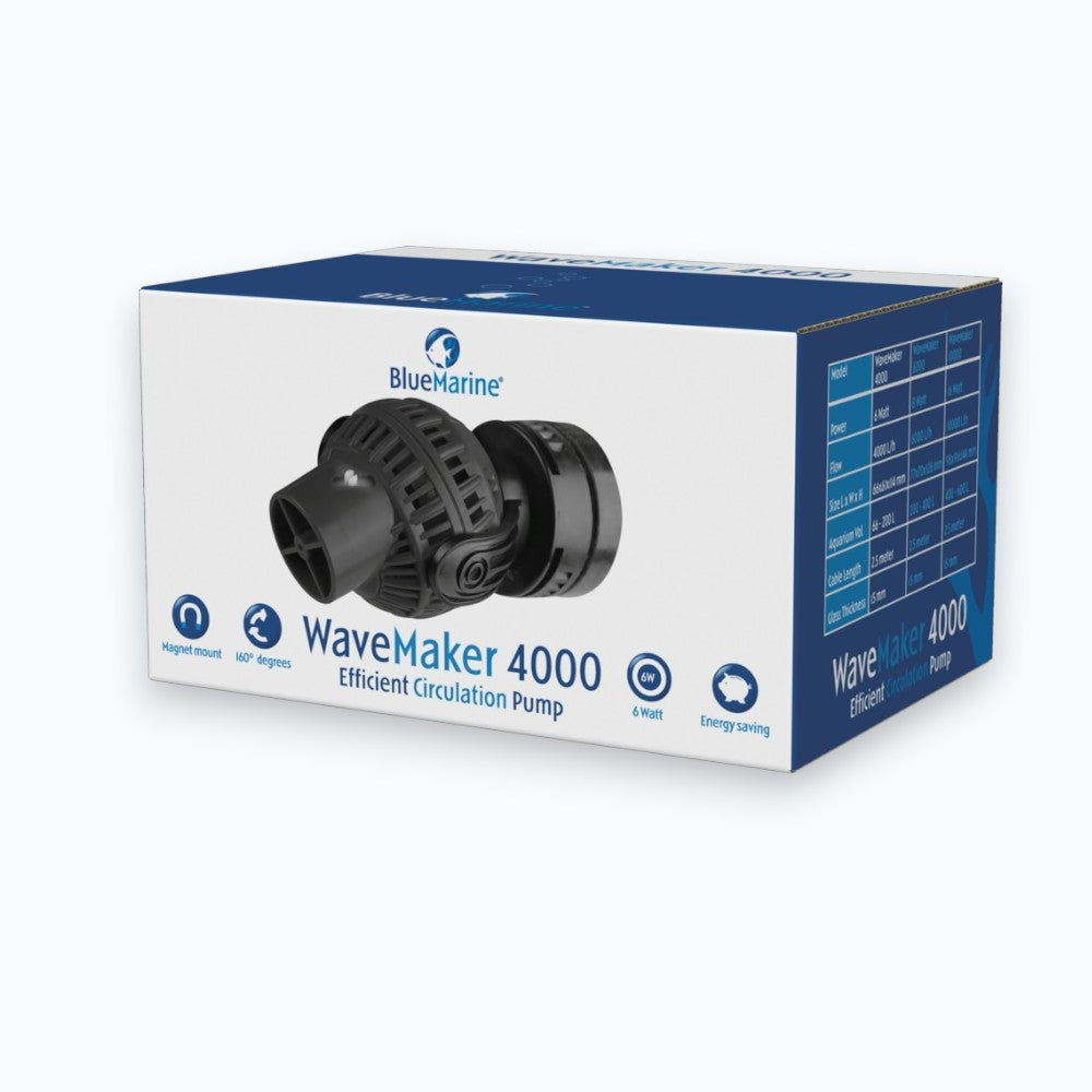 Pompe de brassage Blue Marine Wave Maker 4000 L/h pour aquarium marin et récifal, fixation magnétique, tête orientable 360°