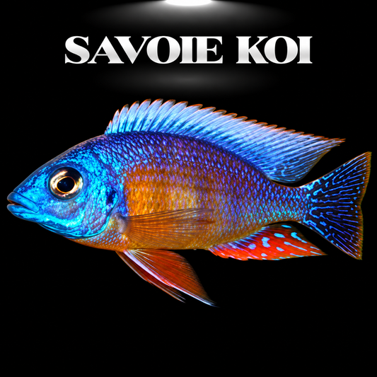 Protomelas fenestratus Taiwan Reef 7-8 cm — cichlide tricolore bleu-orange-jaune du Lac Malawi, localité Taiwan Reef, spécimen sélectionné | Savoie Koi