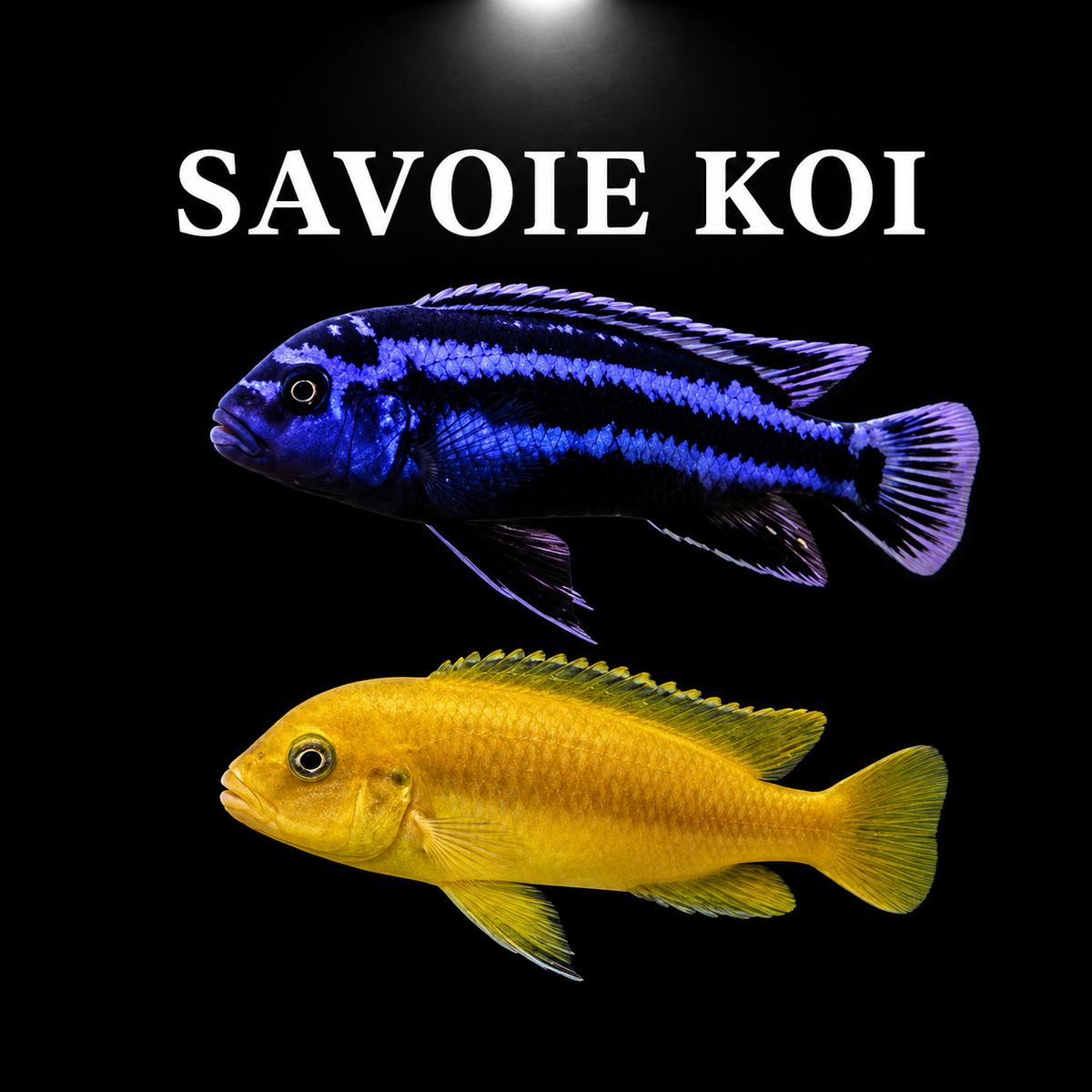 Pseudotropheus johannii cichlidé africain lac Malawi mâle bleu électrique femelle jaune-orangé 5-6 cm