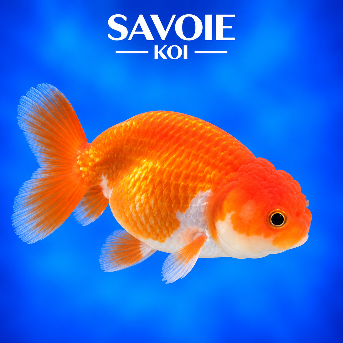 Ranchu rouge et blanc de 8 à 10 cm, spécimen 4 sélectionné par Savoie Koi