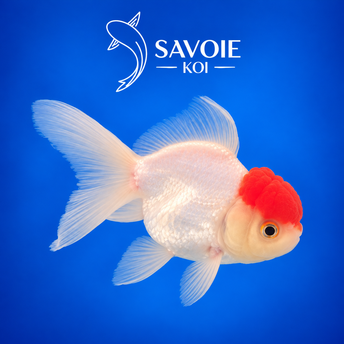 Red Cap Oranda blanc à tête rouge de 8 à 10 cm, spécimen 41 sélectionné par Savoie Koi