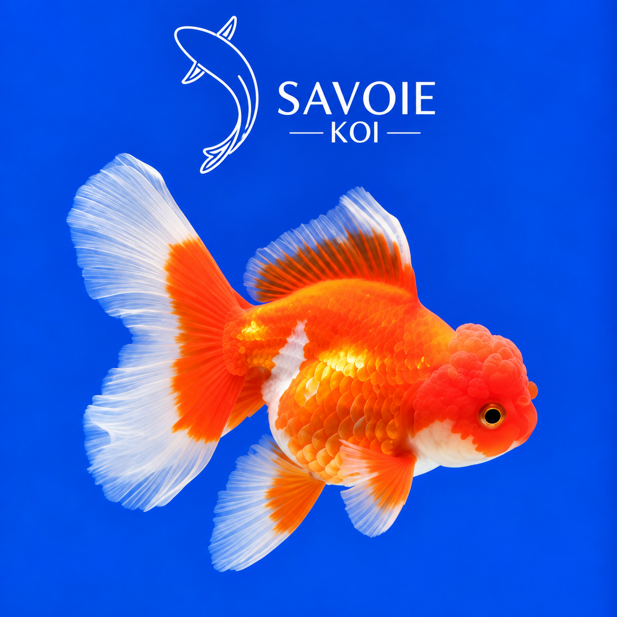 Red White Oranda Rosetail de 8 à 10 cm, spécimen 29, poisson rouge d’ornement rouge et blanc
