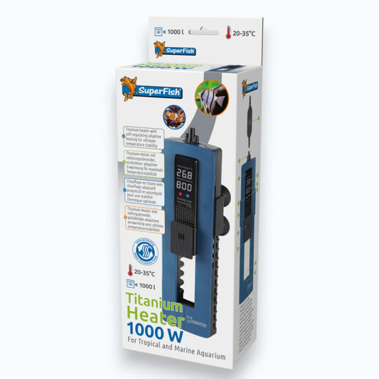 SuperFish Titanium Heater 1000 W, chauffage en titane pour aquarium avec pompe de circulation intégrée