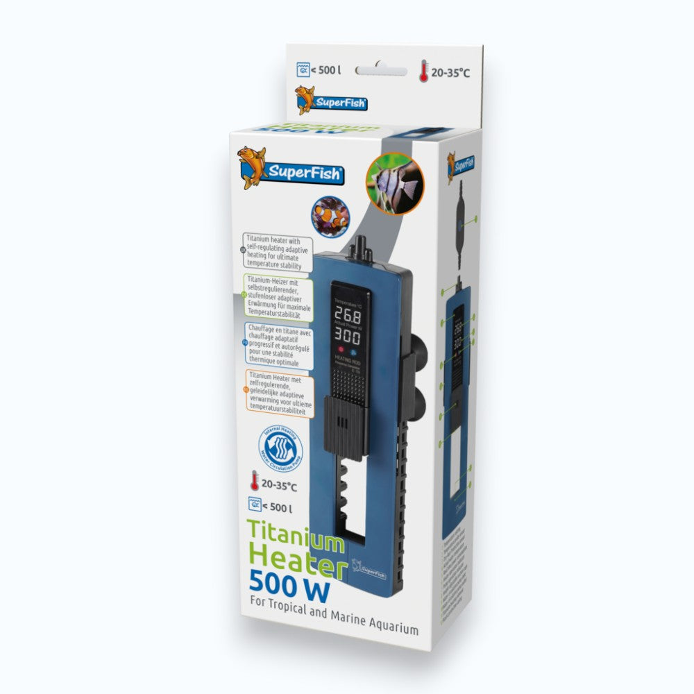 SuperFish Titanium Heater 500 W, chauffage en titane pour aquarium avec pompe de circulation intégrée