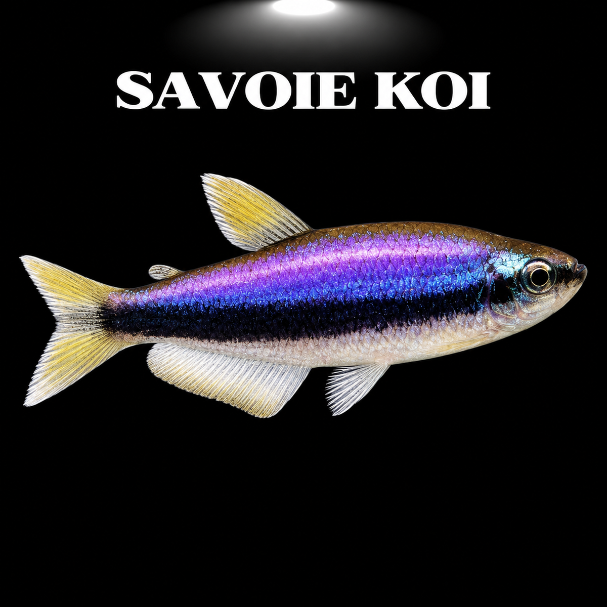 inpaichthys kerri (Tétra royal) - Poisson tropical d'aquarium avec ligne bleue électrique iridescente et nageoire adipeuse rouge orangé