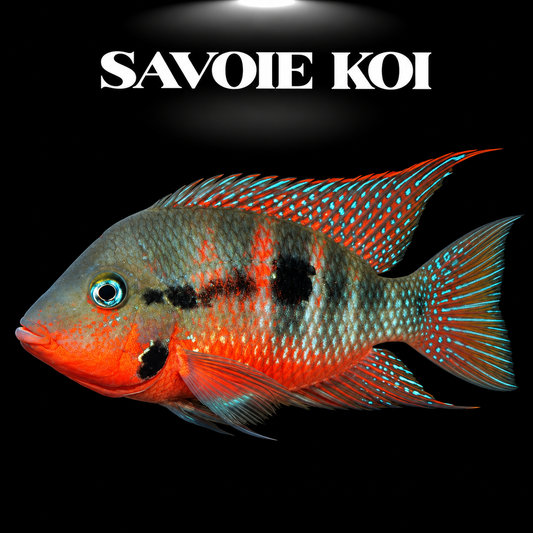 Thorichthys meeki juvénile 4-6 cm, cichlідé Firemouth à la gorge rouge éclatante et flancs bleu-gris, sur fond sombre – Savoie Koi