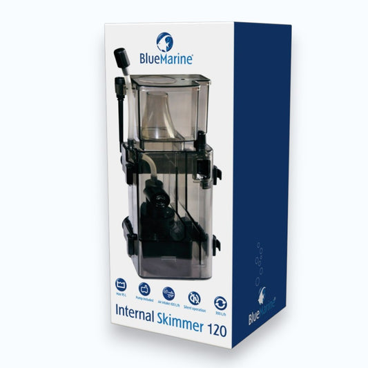 Écumeur interne Blue Marine Internal Skimmer 120 pour aquarium marin et récifal jusqu'à 120 litres, fixation ventouse, godet amovible